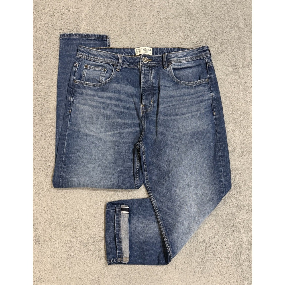 Stronghold Jeans 36x30 Redline Selvedge Relaxed Tapered Whiskered Stone Denim